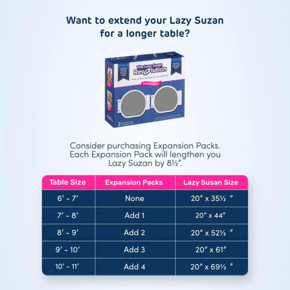 Light Gray-  - the First Patented Lazy Susan Turntable Expandable for Rectangular & Oblong Tables - Kitchen & Dining Tables - Great Gift! Parties & Gatherings
